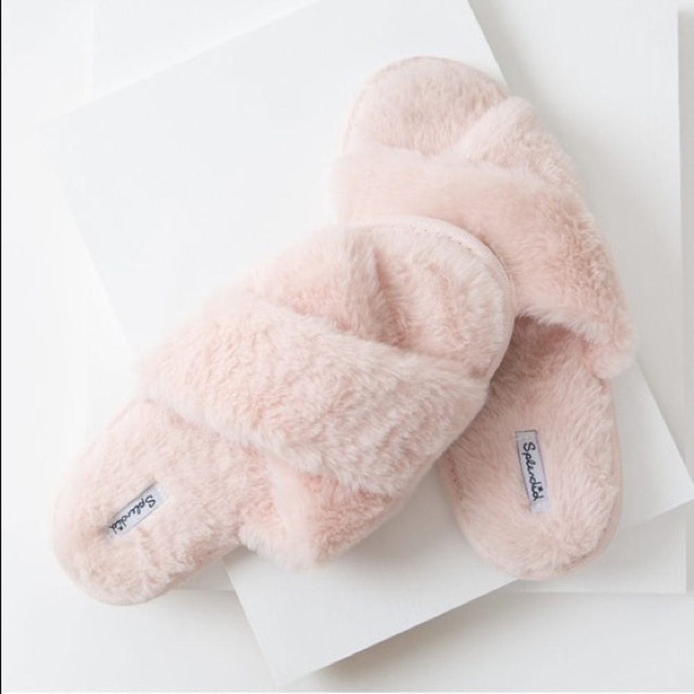 Splendid Faux Fur Slippers in Crystal Pink